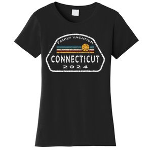 Connecticut Family Vacation 2024 Fun Retro Sunset Women's T-Shirt