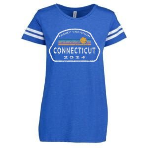 Connecticut Family Vacation 2024 Fun Retro Sunset Enza Ladies Jersey Football T-Shirt