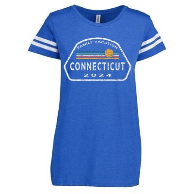 Connecticut Family Vacation 2024 Fun Retro Sunset Enza Ladies Jersey Football T-Shirt