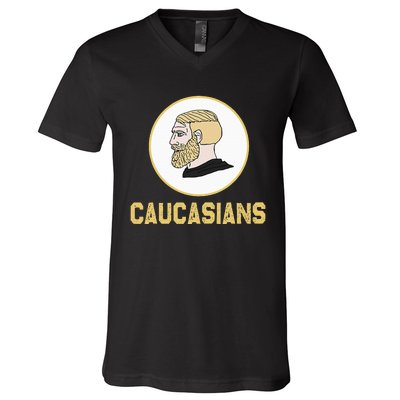 Caucasians Funny Vintage Caucasians Pride V-Neck T-Shirt