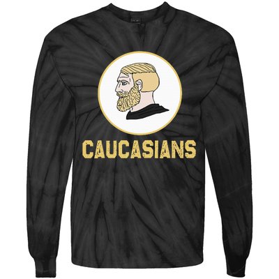 Caucasians Funny Vintage Caucasians Pride Tie-Dye Long Sleeve Shirt