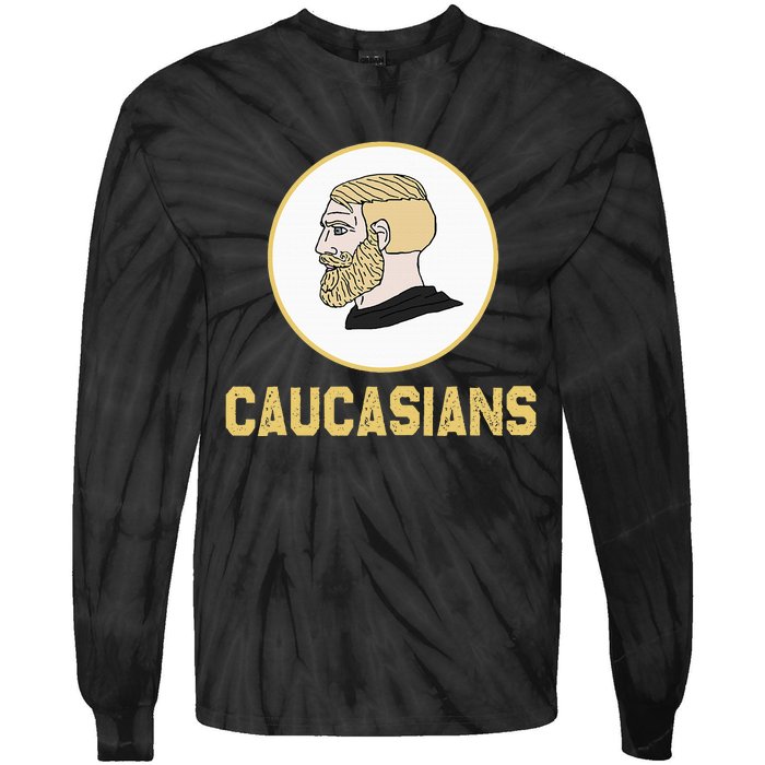 Caucasians Funny Vintage Caucasians Pride Tie-Dye Long Sleeve Shirt