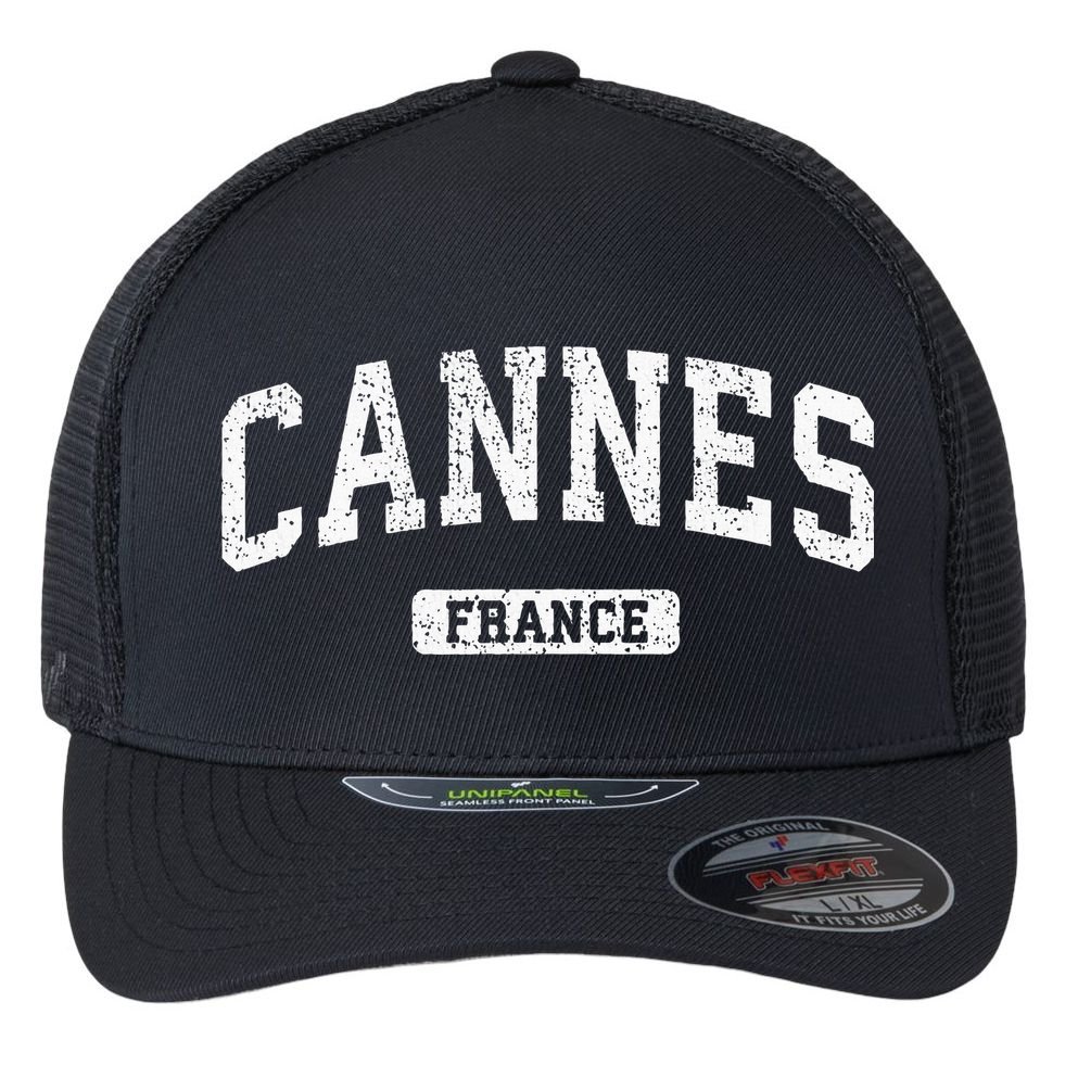 Cannes France Vintage Sports Design Flexfit Unipanel Trucker Cap