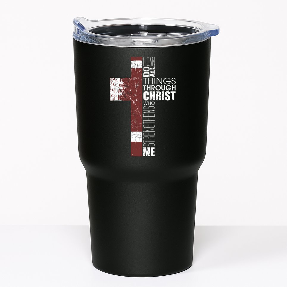 Christian Football Verse I Can Do All Things Through Christ Tumbler