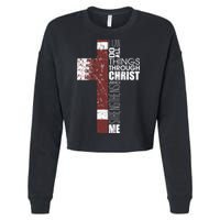Christian Football Verse I Can Do All Things Through Christ Cropped Pullover Crew