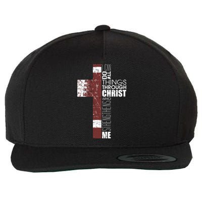 Christian Football Verse I Can Do All Things Through Christ Wool Snapback Cap