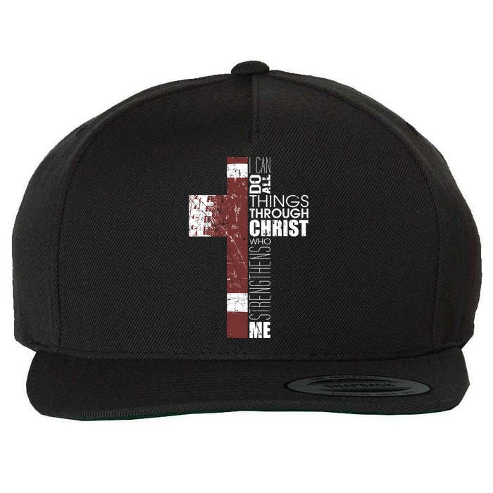 Christian Football Verse I Can Do All Things Through Christ Wool Snapback Cap