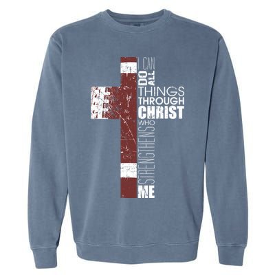 Christian Football Verse I Can Do All Things Through Christ Garment-Dyed Sweatshirt