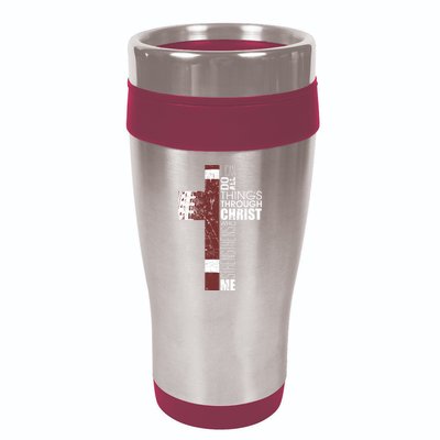 Christian Football Verse I Can Do All Things Through Christ 16oz Travel Tumbler
