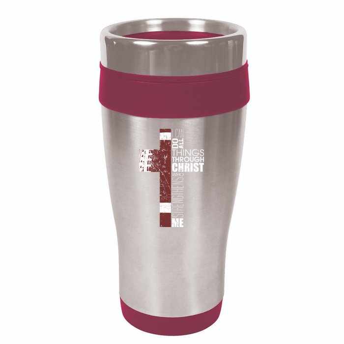 Christian Football Verse I Can Do All Things Through Christ 16oz Travel Tumbler