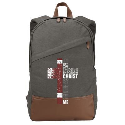 Christian Football Verse I Can Do All Things Through Christ Cotton Canvas Backpack