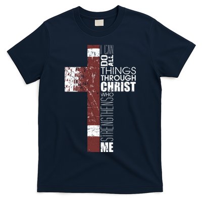 Christian Football Verse I Can Do All Things Through Christ T-Shirt