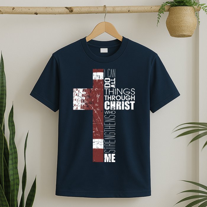 Christian Football Verse I Can Do All Things Through Christ T-Shirt