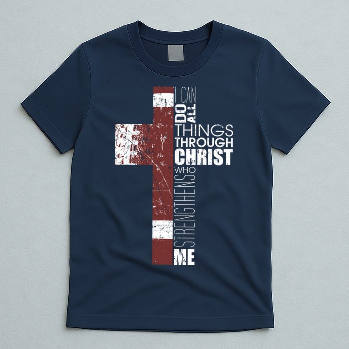 Christian Football Verse I Can Do All Things Through Christ T-Shirt