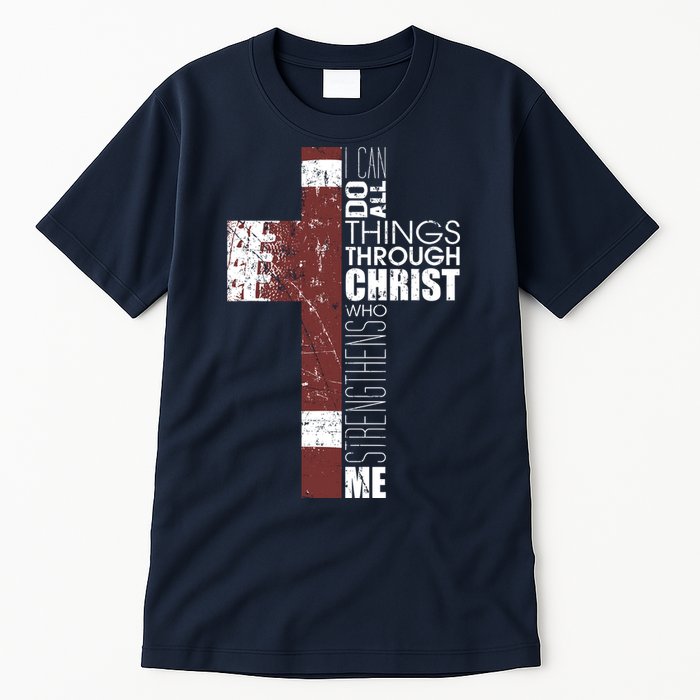 Christian Football Verse I Can Do All Things Through Christ Tall T-Shirt