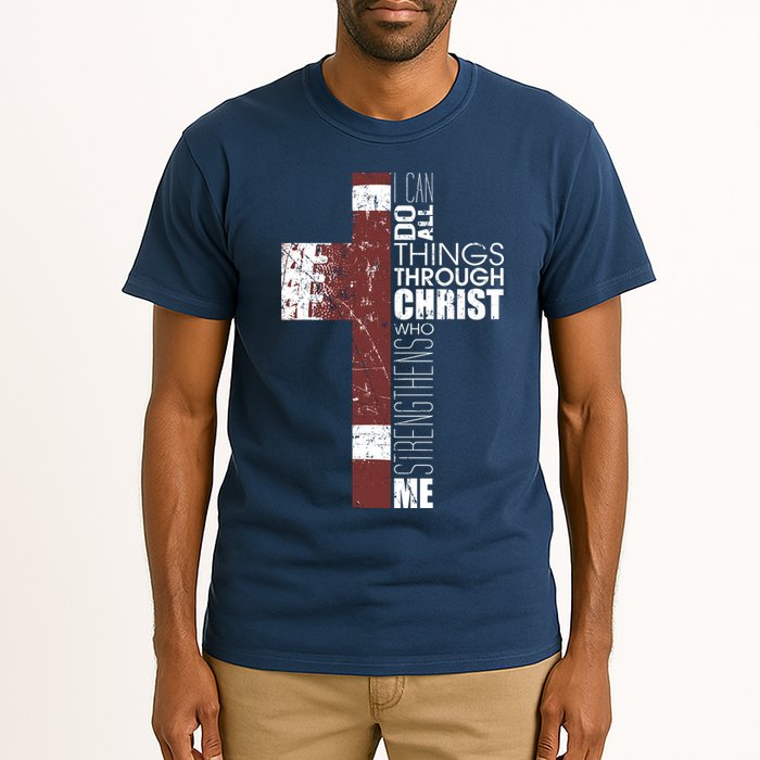 Christian Football Verse I Can Do All Things Through Christ Tall T-Shirt