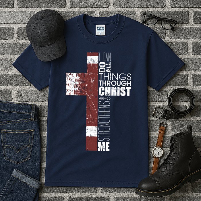 Christian Football Verse I Can Do All Things Through Christ Tall T-Shirt