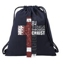 Christian Football Verse I Can Do All Things Through Christ Drawstring Bag