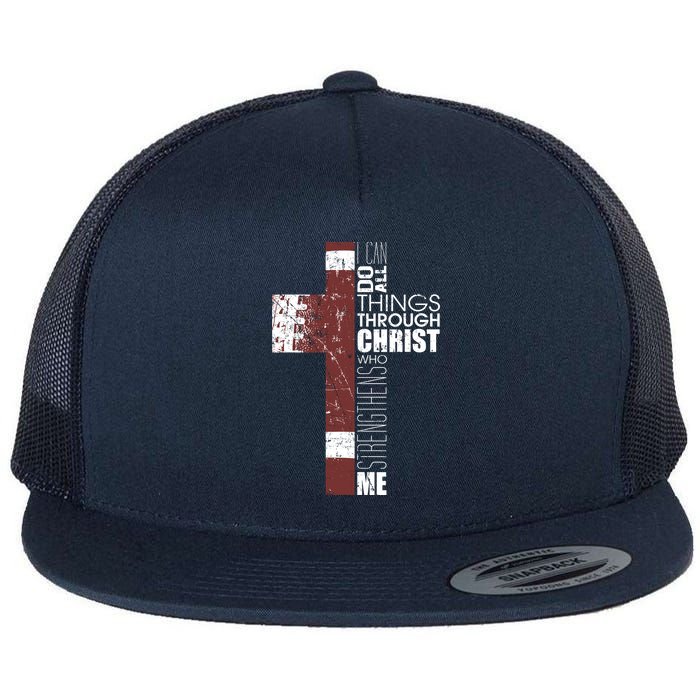 Christian Football Verse I Can Do All Things Through Christ Flat Bill Trucker Hat