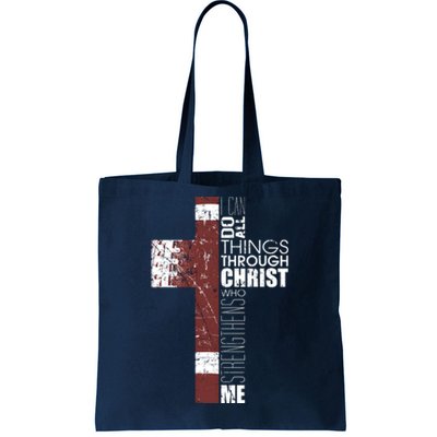 Christian Football Verse I Can Do All Things Through Christ Tote Bag