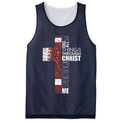 Christian Football Verse I Can Do All Things Through Christ Mesh Reversible Basketball Jersey Tank