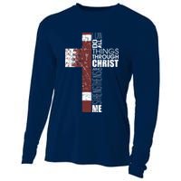 Christian Football Verse I Can Do All Things Through Christ Cooling Performance Long Sleeve Crew