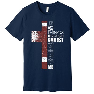 Christian Football Verse I Can Do All Things Through Christ Premium T-Shirt