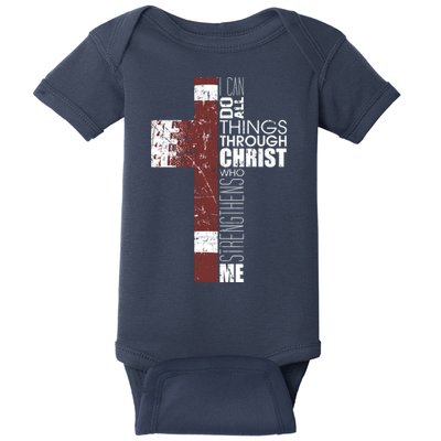 Christian Football Verse I Can Do All Things Through Christ Baby Bodysuit