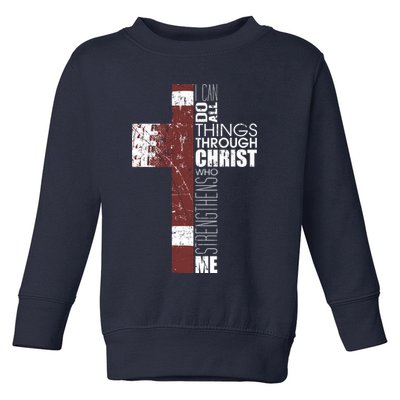Christian Football Verse I Can Do All Things Through Christ Toddler Sweatshirt