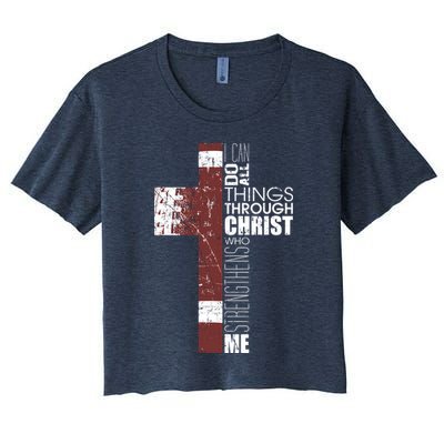 Christian Football Verse I Can Do All Things Through Christ Crop Top