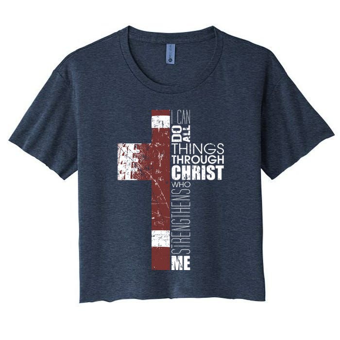 Christian Football Verse I Can Do All Things Through Christ Crop Top