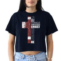 Christian Football Verse I Can Do All Things Through Christ Crop Top