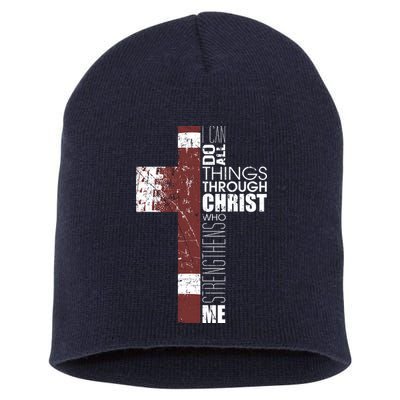 Christian Football Verse I Can Do All Things Through Christ Short Acrylic Beanie