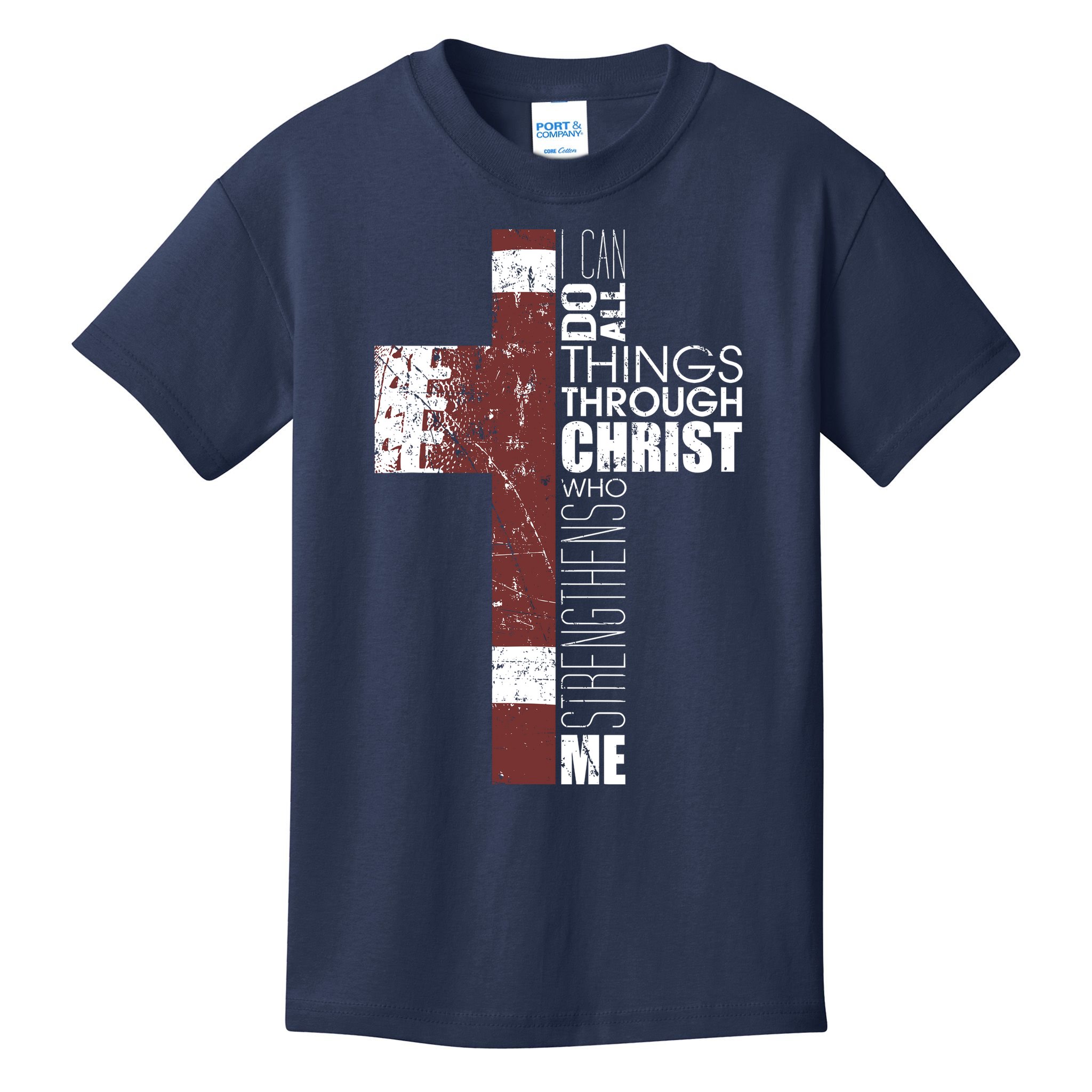 Christian Football Verse I Can Do All Things Through Christ Kids T-Shirt