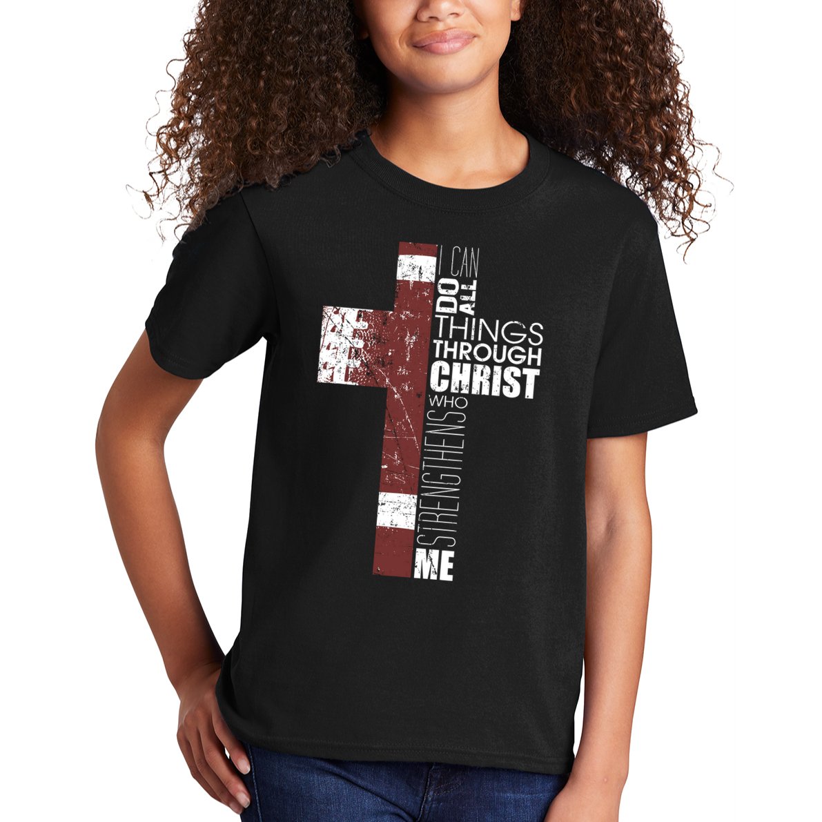 Christian Football Verse I Can Do All Things Through Christ Kids T-Shirt
