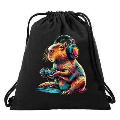 Capybara Funny Video Games Capybara Drawstring Bag