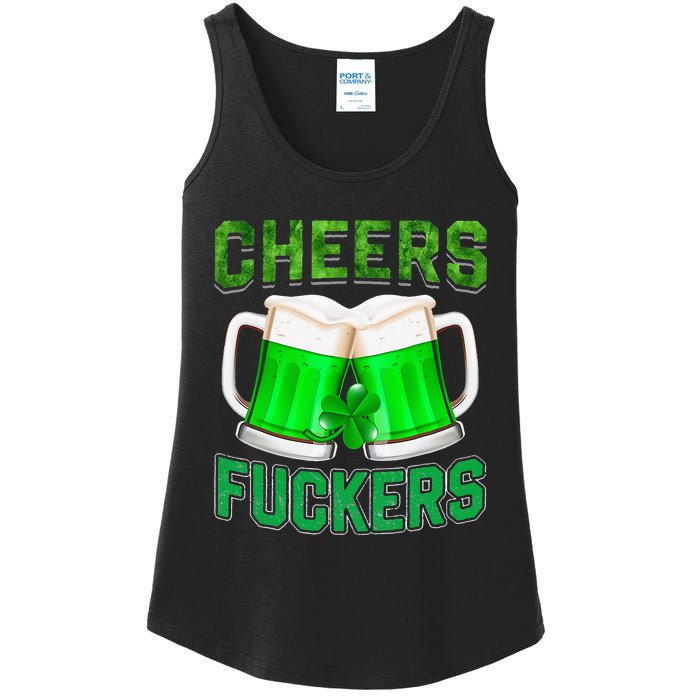 Cheers Fuckers vintage St Patricks Day Irish Drinking Ladies Essential Tank