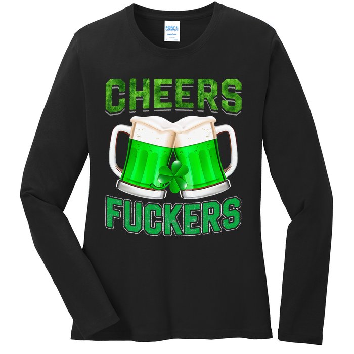 Cheers Fuckers vintage St Patricks Day Irish Drinking Ladies Long Sleeve Shirt