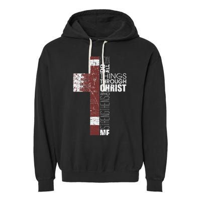 Christian Football Verse I Can Do All Things Through Christ Garment-Dyed Fleece Hoodie