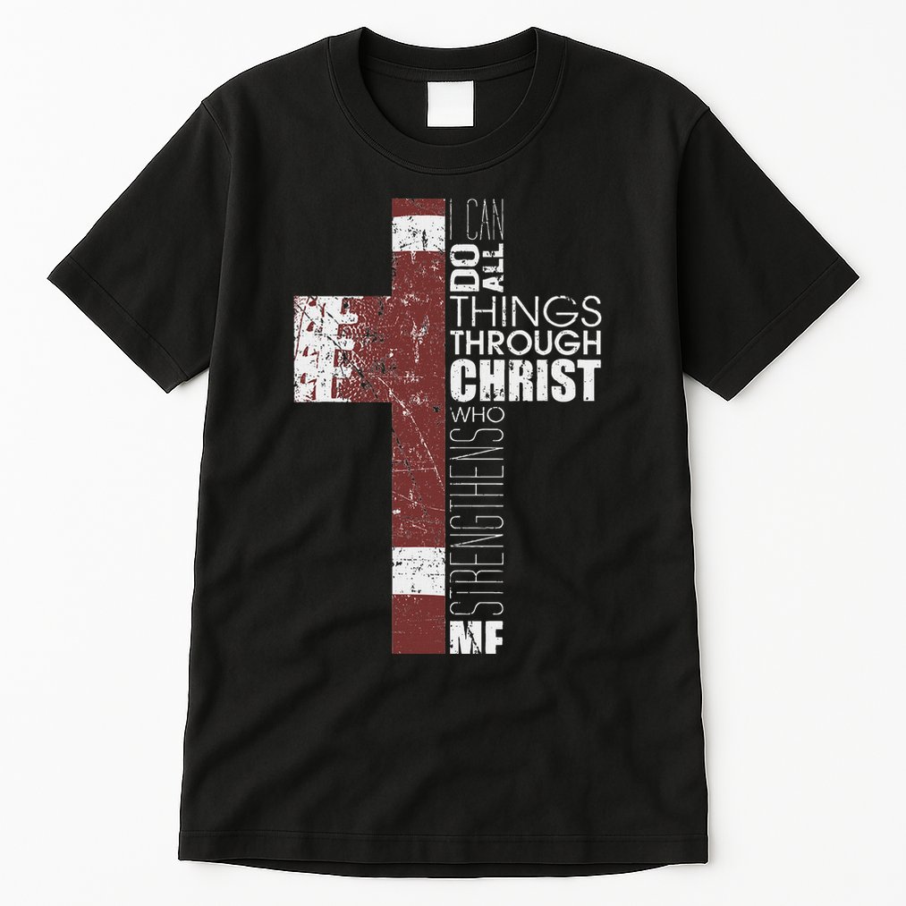 Christian Football Verse I Can Do All Things Through Christ Tall T-Shirt