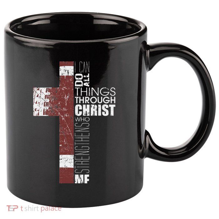 Christian Football Verse I Can Do All Things Through Christ 11oz C Handle Ceramic Mug
