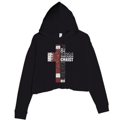 Christian Football Verse I Can Do All Things Through Christ Crop Fleece Hoodie