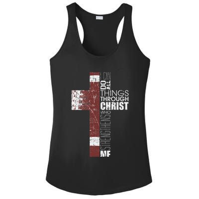 Christian Football Verse I Can Do All Things Through Christ Ladies PosiCharge Competitor Racerback Tank