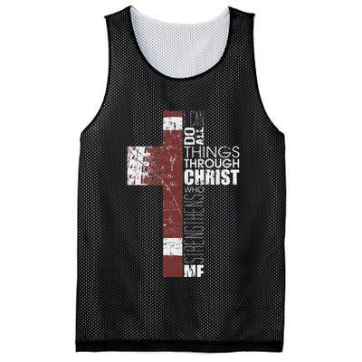 Christian Football Verse I Can Do All Things Through Christ Mesh Reversible Basketball Jersey Tank