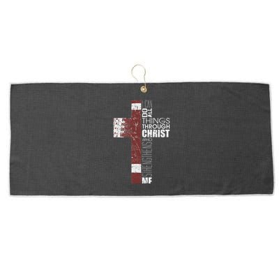 Christian Football Verse I Can Do All Things Through Christ Large Microfiber Waffle Golf Towel