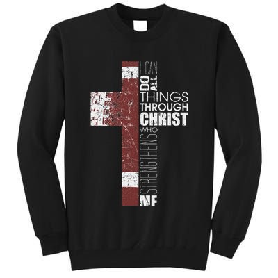 Christian Football Verse I Can Do All Things Through Christ Tall Sweatshirt
