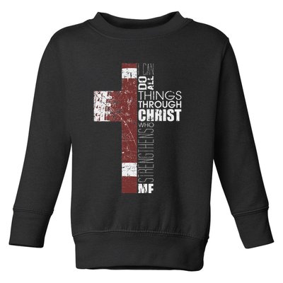 Christian Football Verse I Can Do All Things Through Christ Toddler Sweatshirt