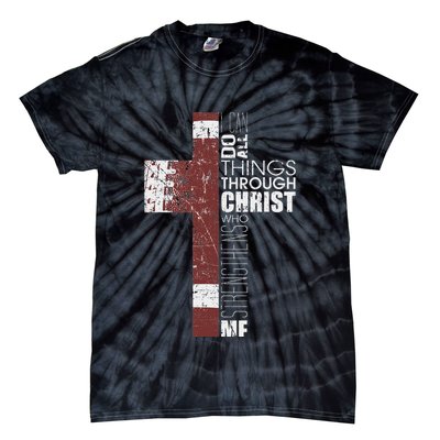 Christian Football Verse I Can Do All Things Through Christ Tie-Dye T-Shirt