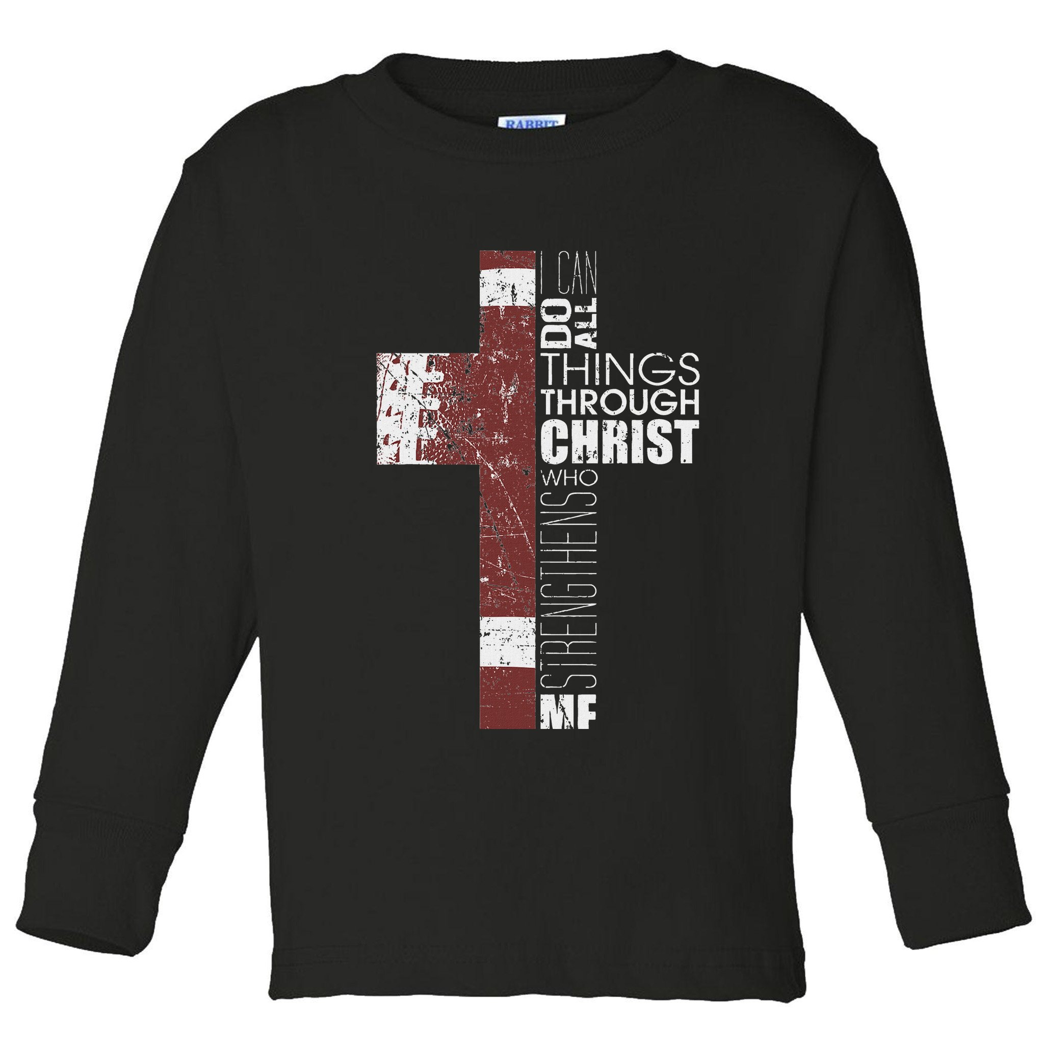 Christian Football Verse I Can Do All Things Through Christ Toddler Long Sleeve Shirt