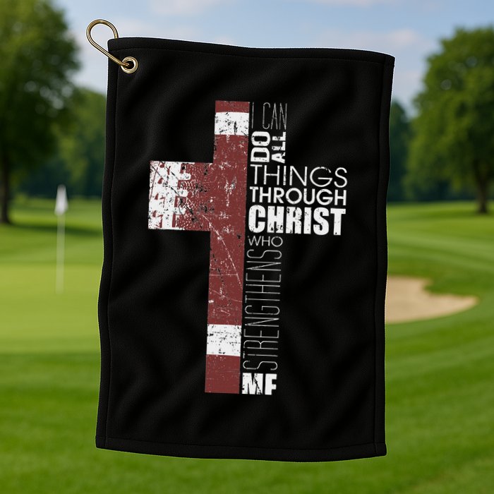 Christian Football Verse I Can Do All Things Through Christ Golf Towel